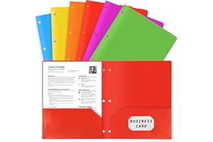 GLSGSB Folders with Pockets 3 Hole Punched, Folders Fit in 3 Ring Binder, Plastic Pocket Folder, Heavy Duty Folders for Office and School, Letter SizeA