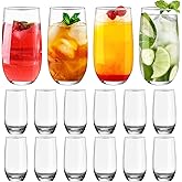 12 Pcs Crystal Highball Glasses, 16 oz Drinking Glasses, Tall Glass Sets, Water Glasses, Mojito Glass Cups, Bar Glassware, an
