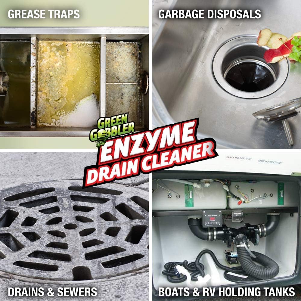 Green Gobbler ENZYMES for Grease Trap & Sewer - Controls Foul Odors & Breaks Down Grease, Paper, Fat & Oil in Sewer Lines, Septic Tanks & Grease Traps (1 Gallon): Health & Personal Care