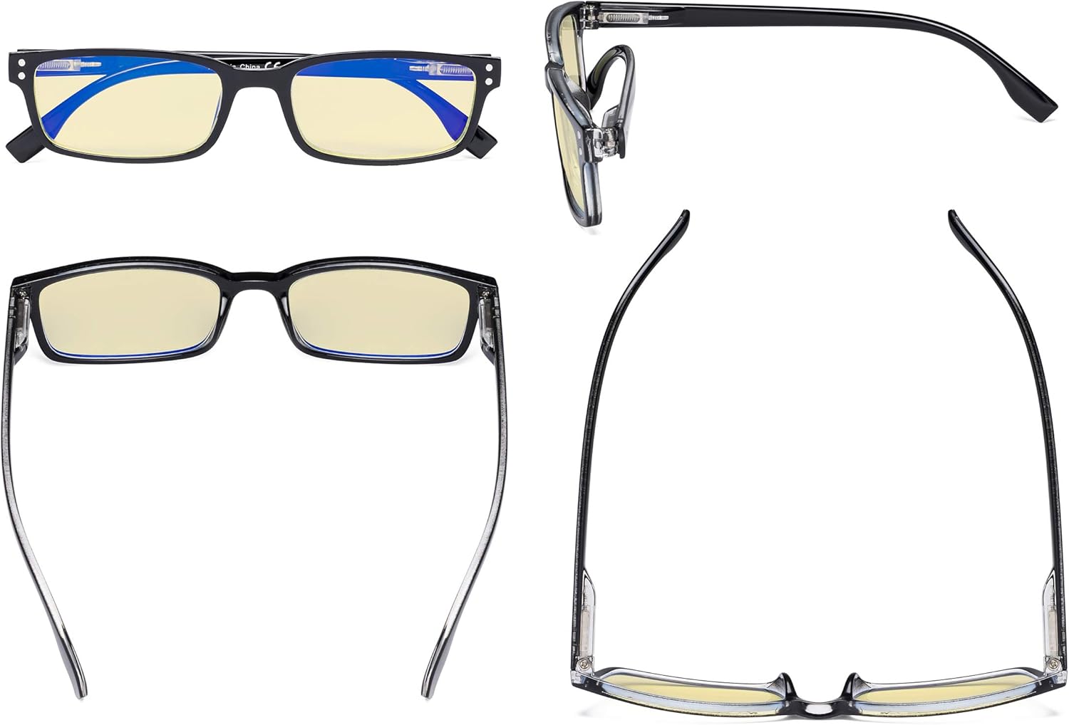 Eyekepper Blue Light Blocking Reading Glasses with Yellow Filter Lens - Computer Readers Men Women - Black-Transparent +2.00 - Image 4