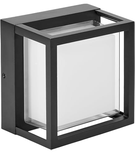 Maxxima LED Porch Lantern Outdoor Wall Light, Black with Clear
