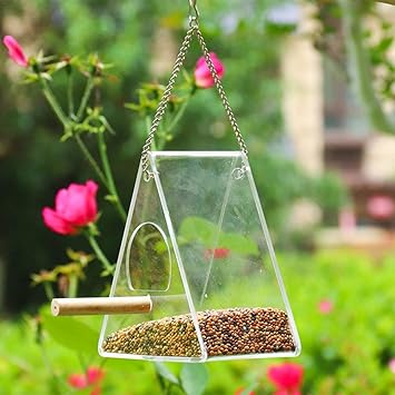 Lennonsi Transparent Acrylic Bird Feeder Bird Feeder Hanger Food