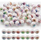 Decoendiy 50Pcs Halloween Acrylic Beads,Round Spacer Beads,Terror Eyeball Acrylic Beads,Shiny Colorful Plated Beads,UV Plated Beads for Beadable Pens Keychain Adult Jewelry DIY Making
