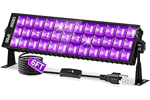 ISUERFY 100W Black Light Bar IP66 Waterproof, LED Blacklight with Plug+Switch+6ft Cord, Indoor/Outdoor Black lights, Light Up 1400 sq.ft, for Neon Glow Party Body Paint Fluorescent Poster Classroom Halloween