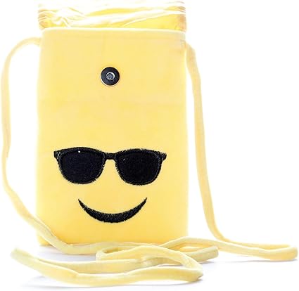 HC Toys LLP Emoji Smiley with Shades Plush Stuffed Soft Toy Sling Bag for Kids Boys Girls Backpacks
