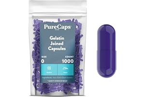 PureCaps USA - Empty Gelatin Capsules Size 0| 1,000 Joined Pills| Purple| Non-GMO Certified | SLS, Gluten, Preservative Free
