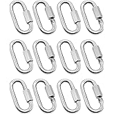 Anvin 12 Pack Quick Link M4 5/32 Inch Heavy Duty Carabiner D Shape Chain Links 400LB Capacity Repair Utility Links Safety Chain Connector for Camping Hiking Outdoor Equipment Locking Harness Dog Leash