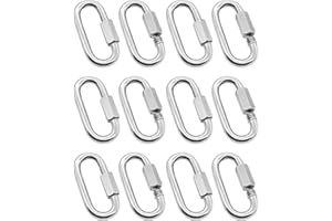 Anvin 12 Pack Quick Link M4 5/32 Inch Heavy Duty Carabiner D Shape Chain Links 400LB Capacity Repair Utility Links Safety Chain Connector for Camping Hiking Outdoor Equipment Locking Harness Dog Leash