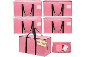 Heavy Duty Extra Large Moving Bags 5Pack Strong Handles & Zippers Moisture-Proof Storage Tote Bag, Storage Totes For Space Sa