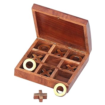 ITOS365 Handmade Wooden Tic Tac Toe Game Brain Teaser Puzzle Outdoor Indoor