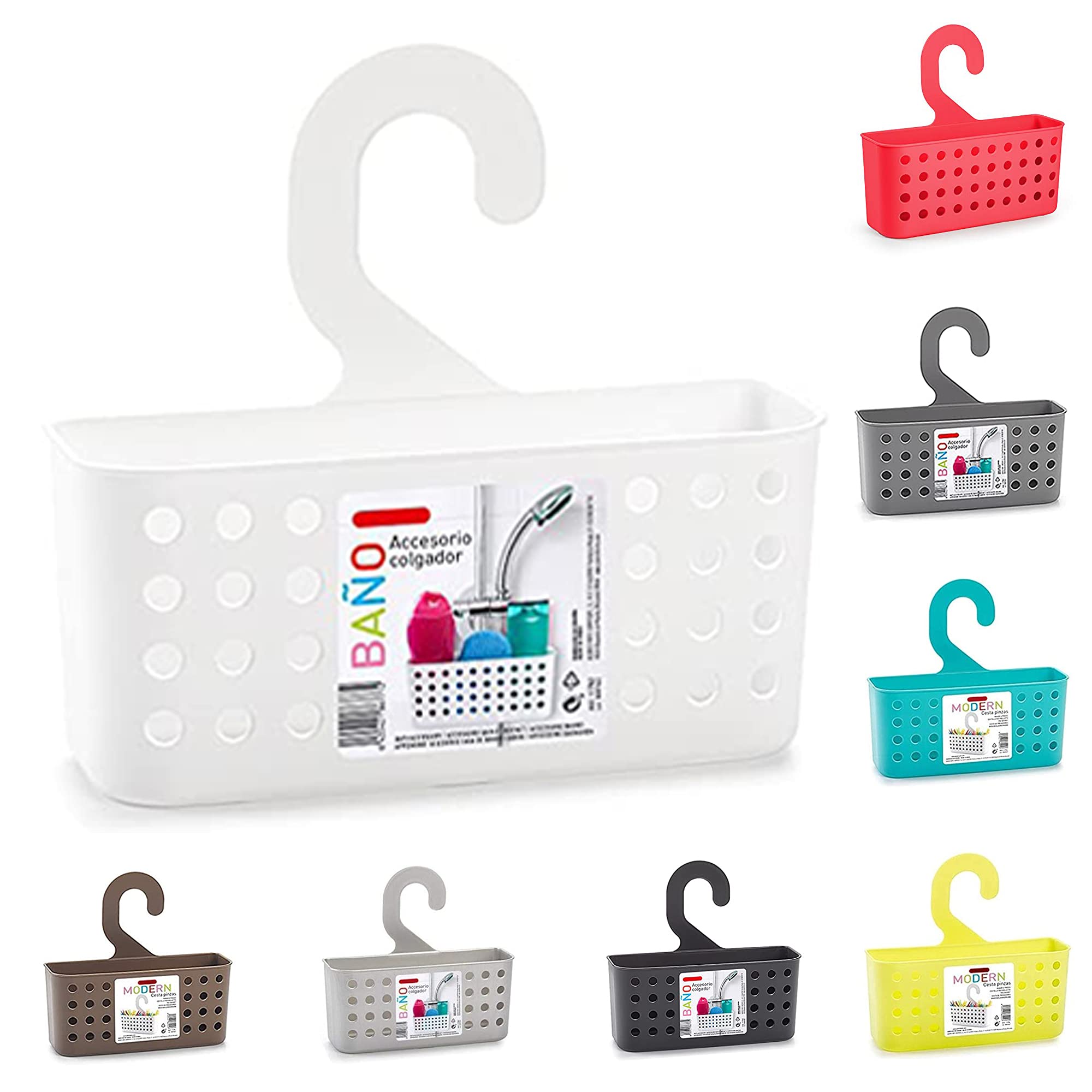 Plastic Hanging Shower Caddy Basket Organizer | Wall-Mounted Bathroom Toiletry Holder for Washroom Storage | Durable Plastic Shower Basket (White) โ image 1