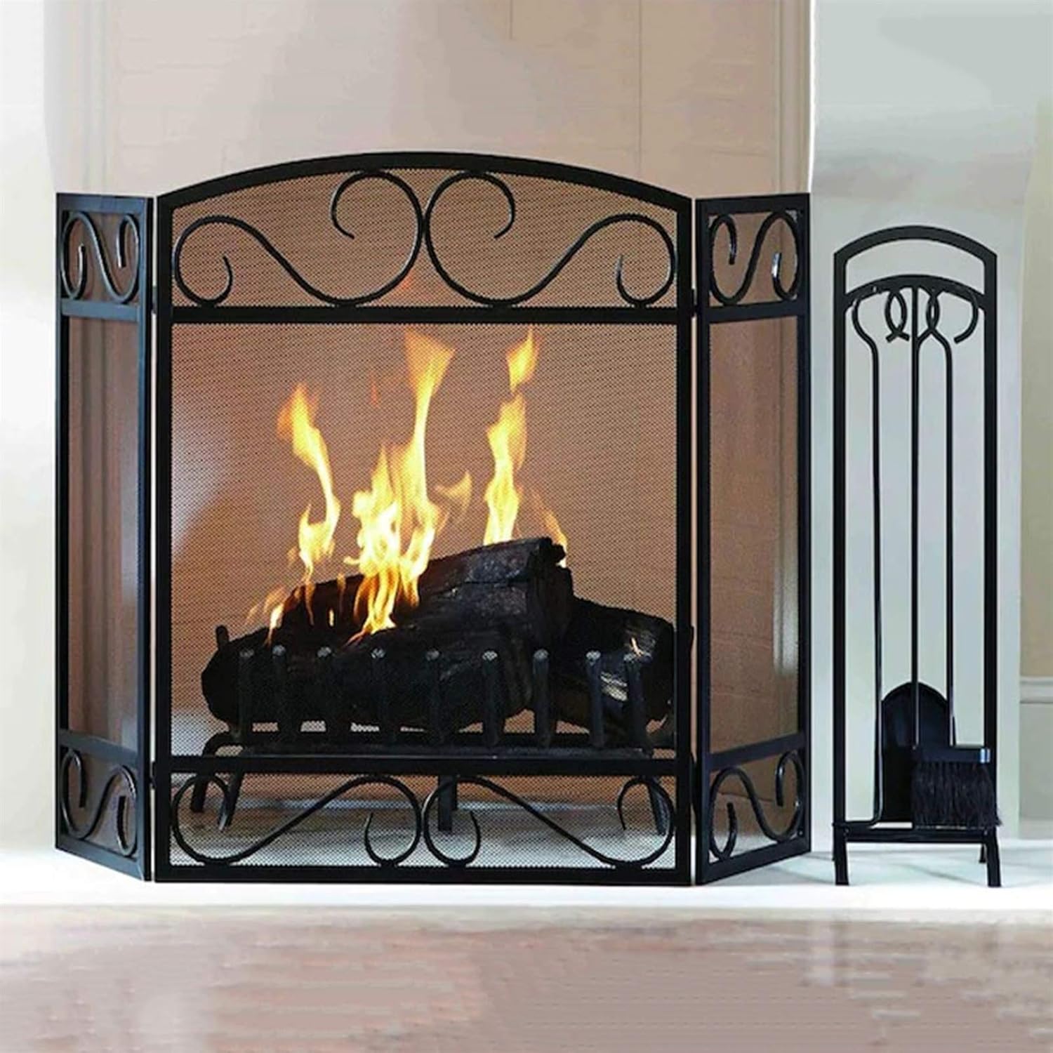 Pare feu cheminee YXX Classique Rouleau Antique Noir Le Fer Écran De Cheminée, Haut 80 Cm / 31,5 Pare feu cheminee YXX Classique Rouleau Antique Noir Le Fer Écran De Cheminée, Haut 80 Cm / 31,5