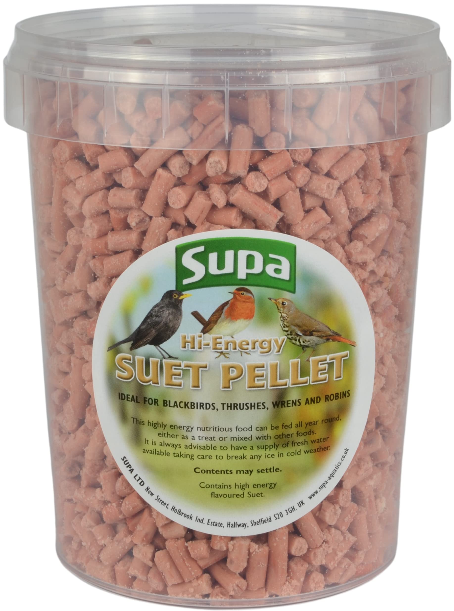 Supa Berry Suet Pellets 1 Litre (Pack of 1) | High Energy Protein Rich Treat For Garden Birds | Attract More Birds To Your Garden | Quality Wild Bird Food