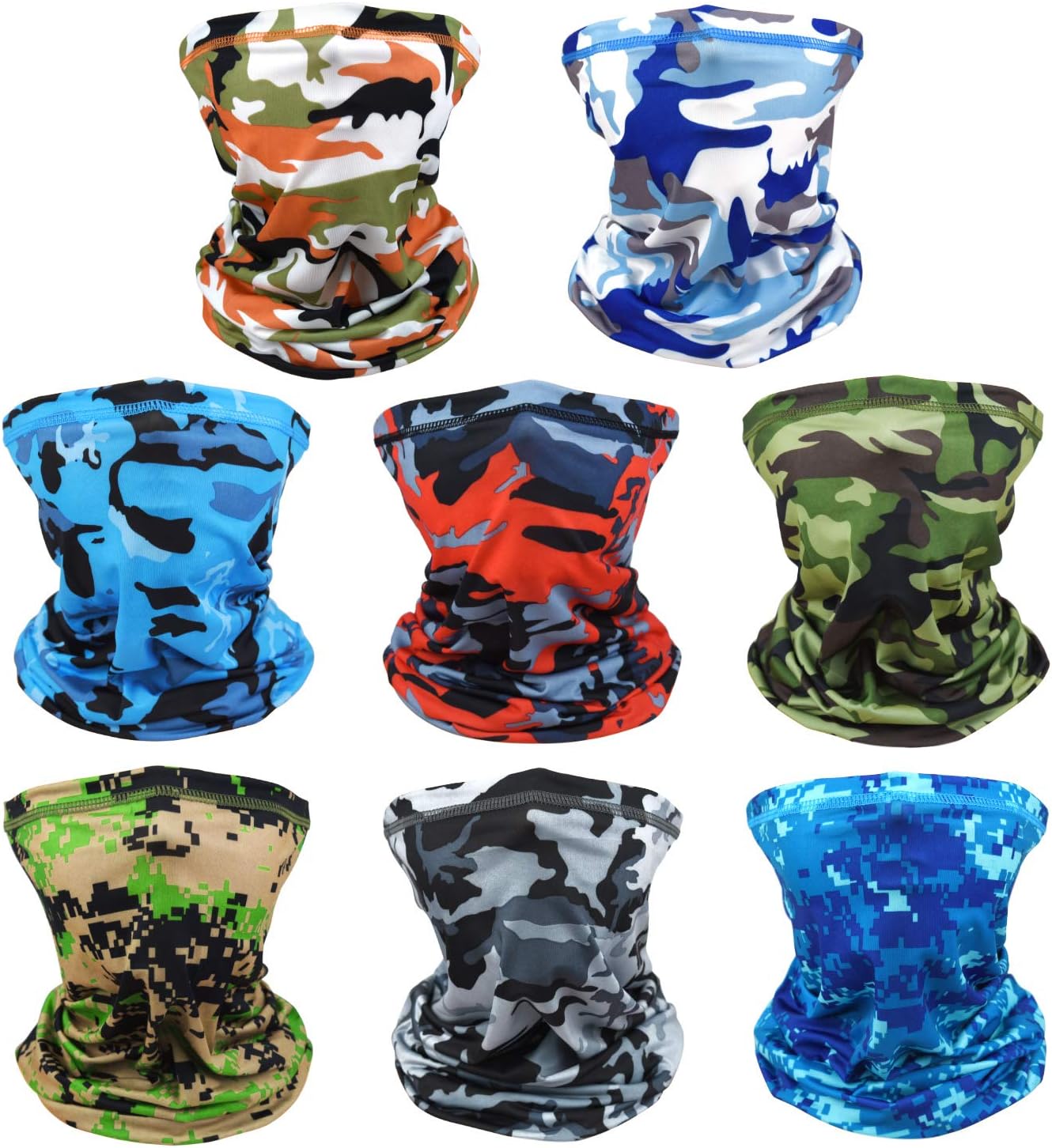 MENOLY Sun UV Protection Face Bandana Face Cover Cooling Neck Gaiters Face Balaclava for Women Men, 8 Pack: Sports & Outdoors