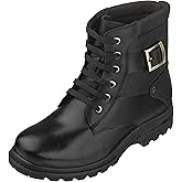 CALTO Men's Invisible Height Increasing Elevator Shoes - Black Premium Leather Lace-up High-top Ankle Boots - 3.2 Inches Taller - T14002 - Size 10 D(M) US