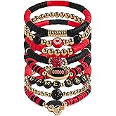 HWQVA Game Day Bracelet for Women, Stackable Football Charm Bangle Jewelry for Fans & Football Moms, Sports Team Accessories Gift