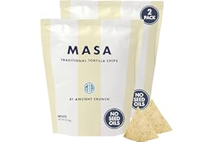 ANCIENT CRUNCH MASA Tortilla Chips Snack Pack - Seed Oil Free Snacks, Organic Chips Tortilla - Gluten & Dairy Free, Naturally Grown Corn Chip - Made with Grass Fed Tallow & Sea Salt (2 Pack, 5oz Each - White Corn)