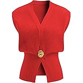 Zoziiee Womens Sleeveless Sweater Vest Deep V Neck Button Down Waist Cinched Knit Trendy Solid Pullover Tank Tops