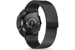 Bolesi Quick Fit Watchband Compatible with Garmin Fenix 8 47mm/Fenix 7/6/5,22mm Magnetic Buckle Stainless Steel Milanese Loop