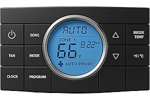 FORZEEY RV Thermostat Compatible with Dometic 3314082.000, Multi Zone Control for Cool/Heat, 12V DC, 10-Button Panel with LCD Digital Display, fit CCC2 Thermostat