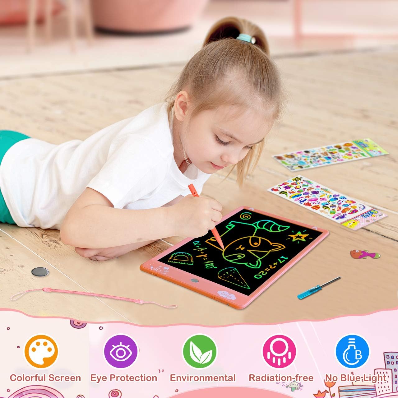 ZMLM LCD Writing Tablet for Toddler: 10 Inch Erasable Drawing Doodle Screen Board Kid Digital Learning Sketch Art Scribbler Color Pad Preschool Educational Toy for Girl 3-8 Year Old Birthday Game Gift: Toys & Games