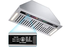 BRANO Range Hood Insert 30 Inch, 900 CFM Smart Voice/Gesture/Touch Control, 4 Speed Exhaust Fan, Stainless Steel Kitchen Hood with Charcoal Filter, Ducted/Ductless Convertible