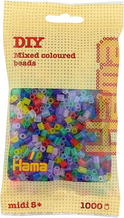 Hama 207-53 Beads Translucent Mix 1000 Midi Beads Multicolour