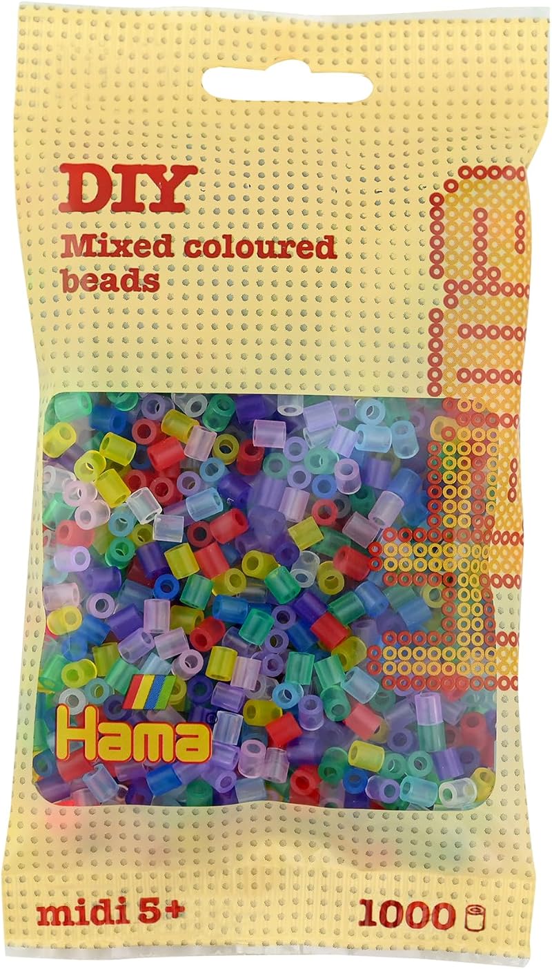 Hama 207-53 Beads Translucent Mix 1000 Midi Beads Multicolour