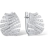 Santuzza 925 Sterling Silver Gemstone Streamline Shell Shape Earrings White Cubic Zirconia Dangle Earrings for Women