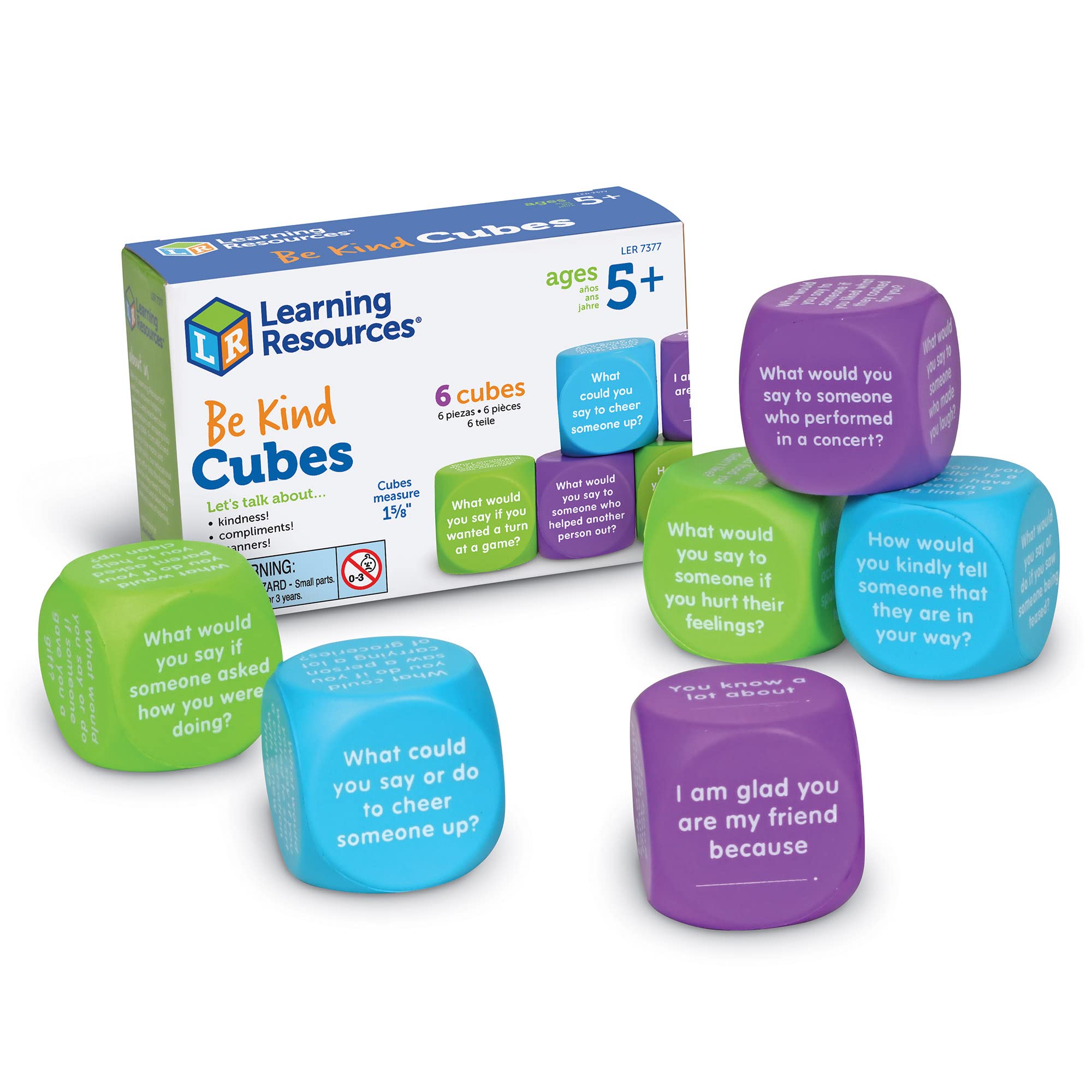 Learning Resources Be Kind Cubes, Autism Learning Materials, Speech Therapy Materials, Social Emotional Learning Toys and Games for Kids, 6 pieces, Ages 5+