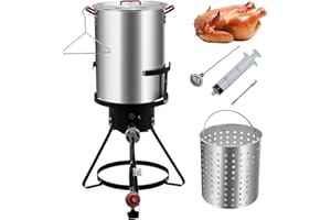 30 Qt Aluminum Turkey Fryer Kit with Propane Stove Burner Stand, 0-5 PSI Regulator, Thermometer, Outdoor Deep Fryer Pot Seafo