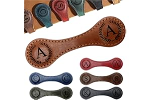 MOTEERLLU Personalized Magnetic Leather Bookmarks with Initial, 26 Letters Custom Handmade Magnet Book Marks Clips, Gifts for Reading Women, Men, Book Lovers, Kids, Readers Accessories