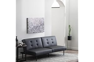 Edenbrook Gilman Futon - Futon Sofa Bed - Futon Couch - Small Futon - Living Room Furniture - Armless Sofa Bed Couch - Sofa – Black Faux Leather Futon