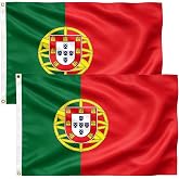 Bradford 2 Pack Portuguese Flag 3x5 ft for Outside Heavy Duty, Vivid Color Flag of Portugal with 2 Brass Grommets Fade Resistant and Waterproof 100% Polyester