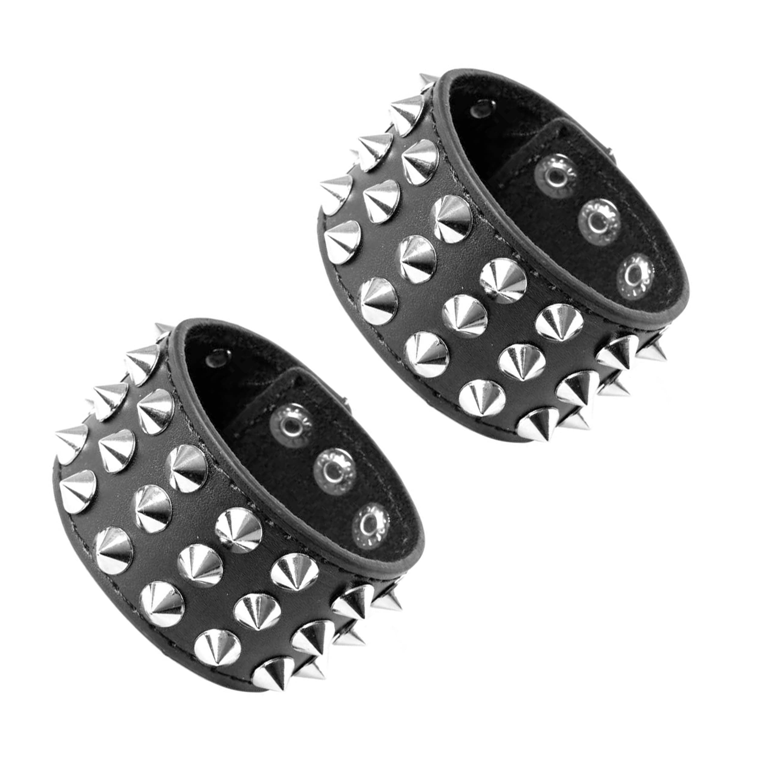 Manfnee Spike Rivet Studded Wristband Leather Punk Gothic Biker Wide Cuff Belt Bracelet Bangle