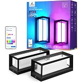 APPECK Outdoor Wall Lights, 2 Pack Wall Sconces, 12" Porch Light | 1600LM High Brightness, Color Changing, IP65 Waterproof, Hardwired, App Control, Patio Yard Holiday Decor, Alexa Compatible
