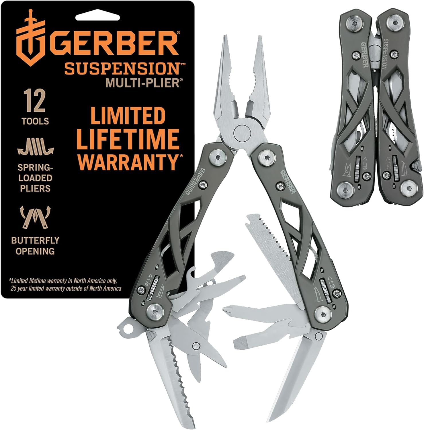 Gerber Multifunktionswerkzeug mit Nylon-Scheide und 12 Funktionen, Suspension Multi-tool, 31-003620