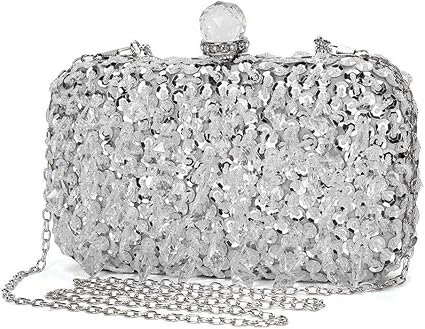 Pochette De Soirée Femme Strass Avec Chaîne Détachable - Clutch Brillante Pour Mariage, Fête - 25x12x6 Cm - Polyester De Luxe