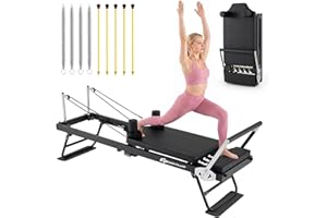 Goplus Foldable Pilates Reformer Machine for Home Gym, 84" Large Pilates Equipment w/ Jump Board, Dual Resistance System, Pro