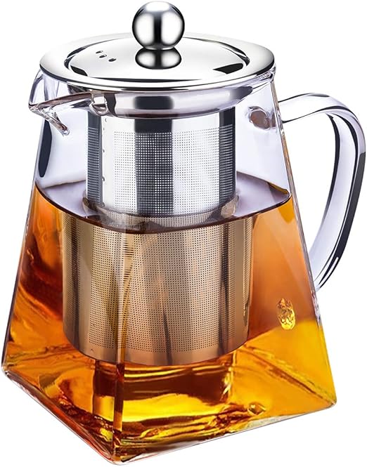 Clear Glass Teapot with Infuser Tea Strainer Pot Stainless Steel in