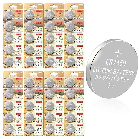 CR2450 Batterie 3V Lithium Knopfzelle 600 mAh Uhren Digital Foto Kamera Küche Küchen Waage (CR2450-40 Stück)