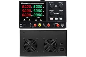 LWLONGWEI DC Power Supply Variable,4 Channels 60V 5A 2 * 300W Adjustable Switching Regulated DC Bench Power Supply with 4-Digits LED Power Display 5V/2A USB/DC Output Black
