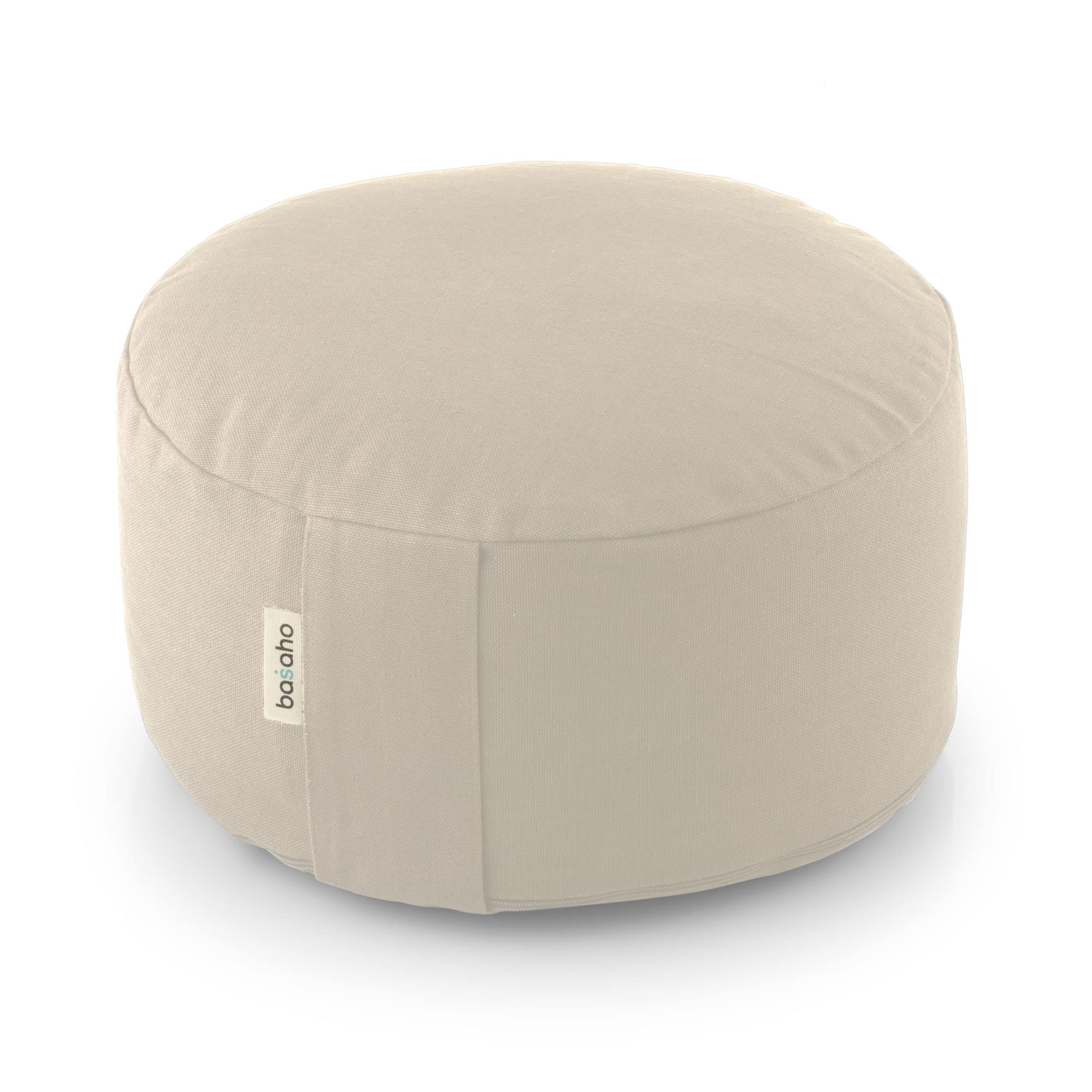 Basaho Meditation Cushion | WHEEL Zafu Meditation Cushion with Removable Washable Cover | Certified Organic Cotton Meditation Cushions | Buckwheat Hulls Cushion Meditation Pillow (Natural)