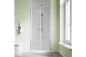 SL4U Bifold Shower Door, 36" W x 72" H, 1/4" Tempered Glass Shower Door, Foldable Shower Glass Door, Easy to Clean, Brushed Nickel Finish