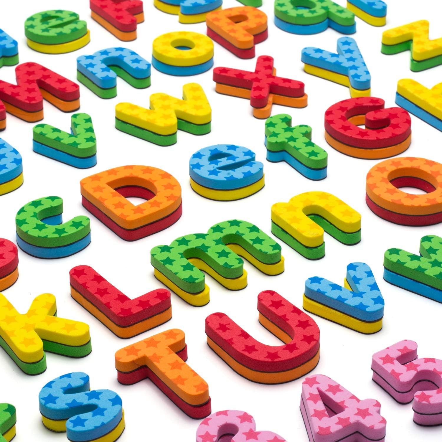 192 Pcs Magnetic Letters Numbers 9 Color(With Pattern Blocks,Symbols) Foam Set, Alphabet Magnets Gift for Preschool Kids Children Toddler Educational Fridge Refrigerator Toy, Classroom School Learning: Toys & Games