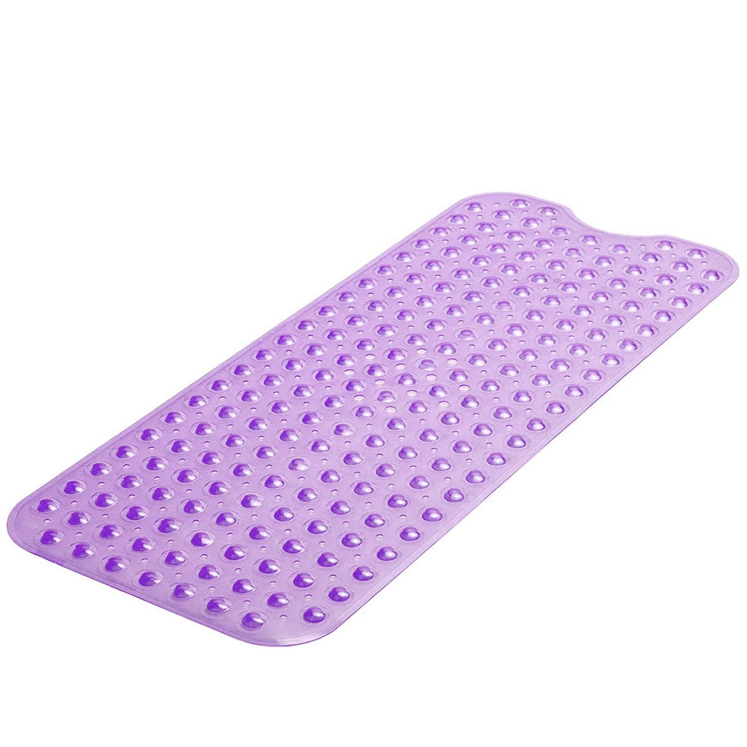 MASS DYNAMIC Extra-Long Non-Slip Bath Mat – 100x40cm Transparent Purple Shower Mat with 200 Suction Cups & 176 Drain Holes, Anti Mould, Machine Washable, BPA-Free, Safe for Kids, Elderly & Pets