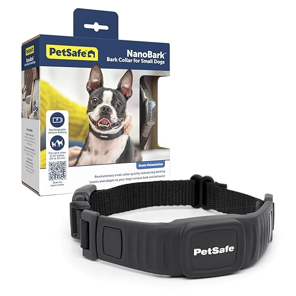 PETSAFE NANOBARK COLLAR – WORLD’S SMALLEST BARK COLLAR FOR SMALL AND MEDIUM DOGS, 10 LEVELS OF STATIC STIMULATION, WATERPROOF AND RECHARGEABLE ANTI-BARK TRAINING, COMFORTABLE AND LOW-PROFILE DESIGN