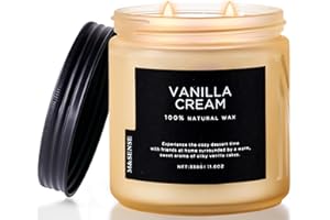 M&SENSE Vanilla Cream Scented Candles for Home, 11.6oz Natural Soy Wax Vanilla Candles, 2-Wick Non Toxic Candle 70 Hours Long