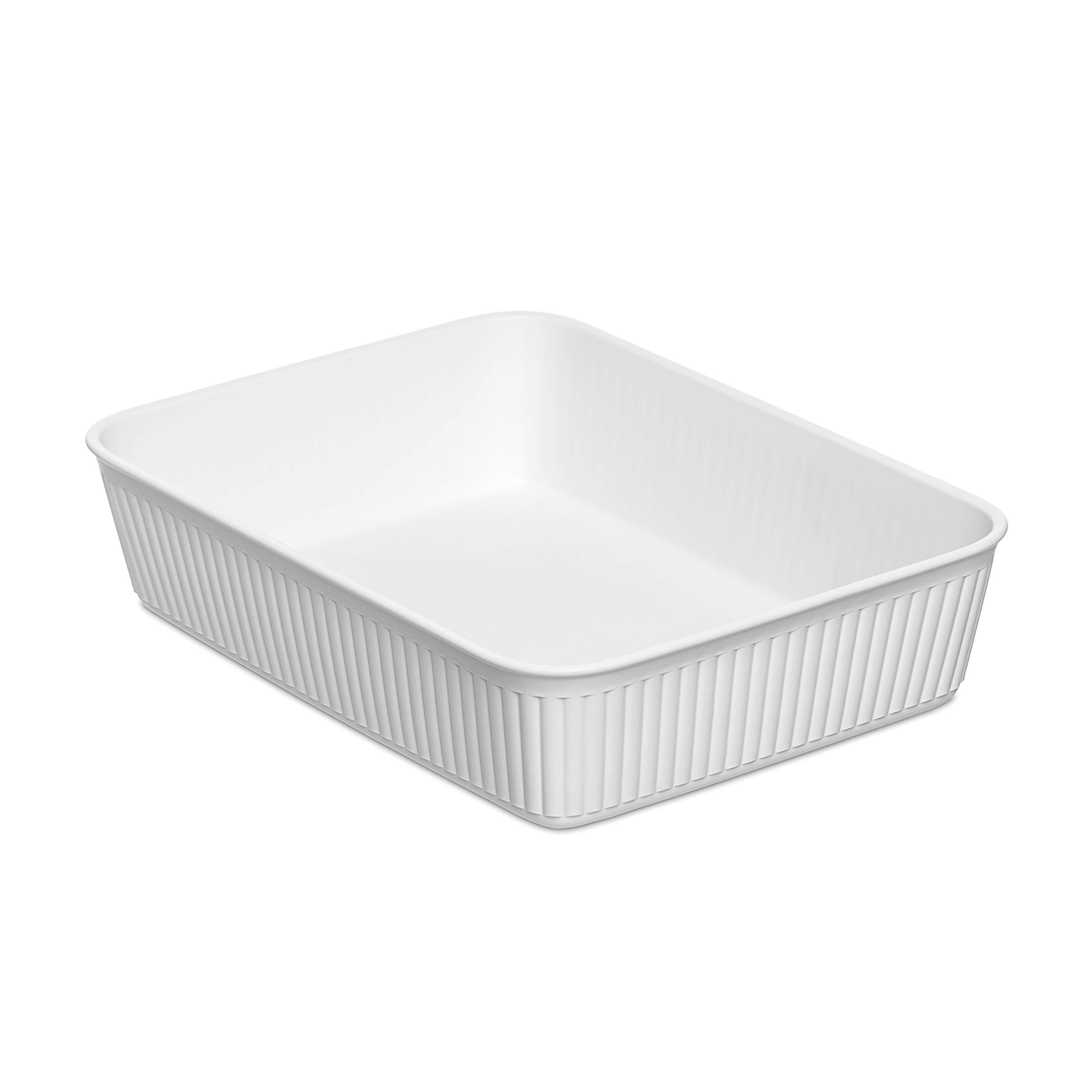 TATAY Plastic Storage Basket A5 Baobab | Drawer Organiser | Elegant Functional Design | Home & Office Organisation | Recycled BPA-Free Plastic | 17.7x24x5.6 cm, White
