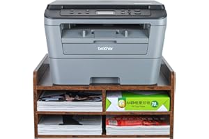 PAG 3 Tier Desktop Printer Stand with Storage, Paper Storage Holder Rack for Desk, Wooden Printer Organization for Home/Office, Antique Brown